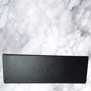 Furla Black Leather Eyeglass Case Holder NWOT Designer Travel Case + Lens Cloth